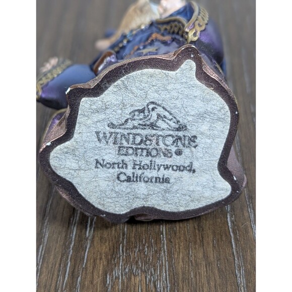 VTG Windstone Editions MOUSE WIZARD Figurine Peacock Colors Pena 1997 Glass Orb - Picture 7 of 7